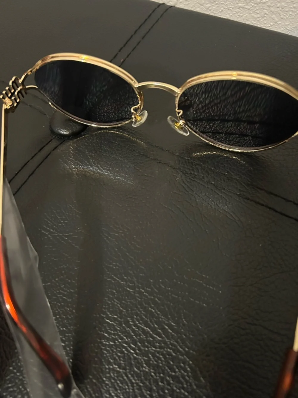 Miu Miu Gold Frame Brown Lens Round Sunglasses